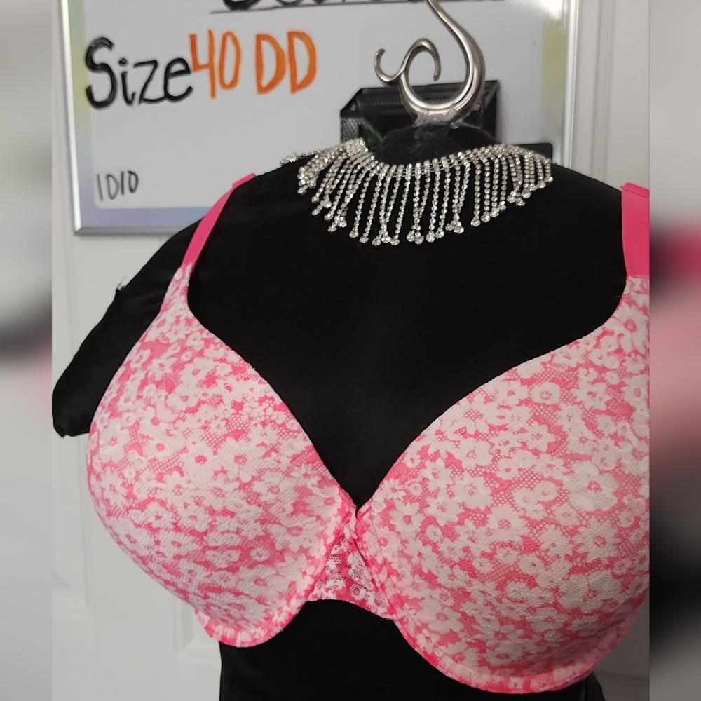 Pink and Black Lace Bra 40DD